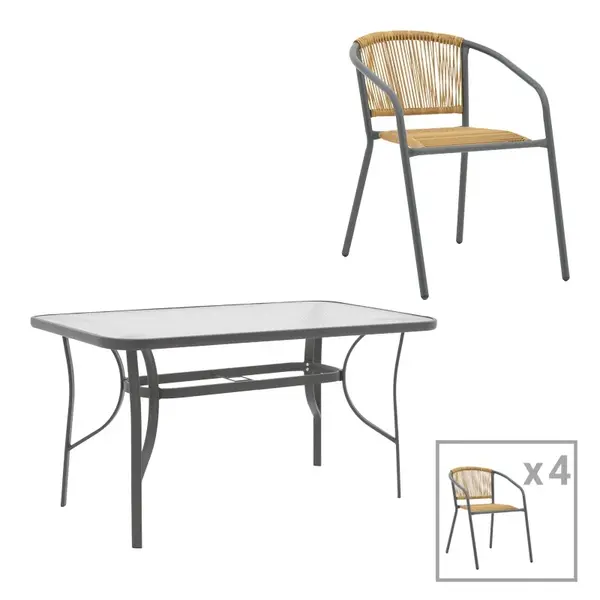 Set dining Ensure-Lindaria, Pako World, Metal, Antracit, 140x80x70 cm