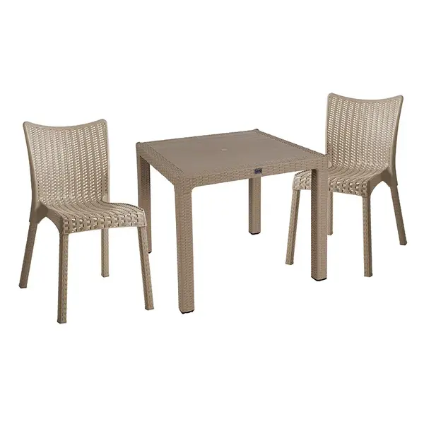Set dining Explore-Confident pakoworld 3 piese PP cappuccino 90x90x73,5 cm Set dining Explore-Confident pakoworld 3 piese PP cappuccino 90x90x73,5 cm