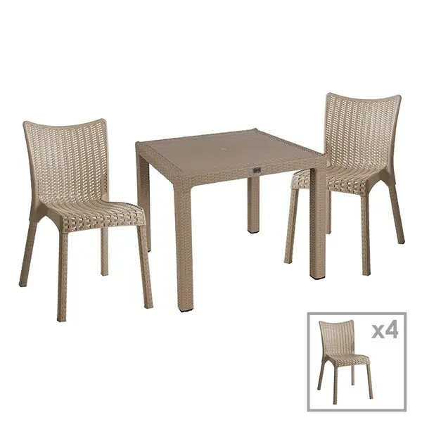 Set dining Explore-Confident pakoworld 5 piese din PP, cappuccino, 90x90x73,5 cm Set dining Explore-Confident pakoworld 5 piese din PP, cappuccino, 90x90x73,5 cm