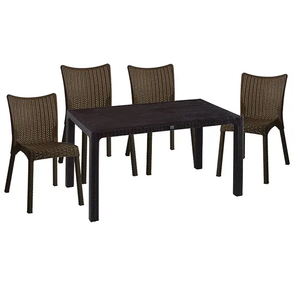 Set dining Explore-Confident pakoworld, 5 piese, PP, maro, 150x90x73.5 cm Set dining Explore-Confident pakoworld, 5 piese, PP, maro, 150x90x73.5 cm