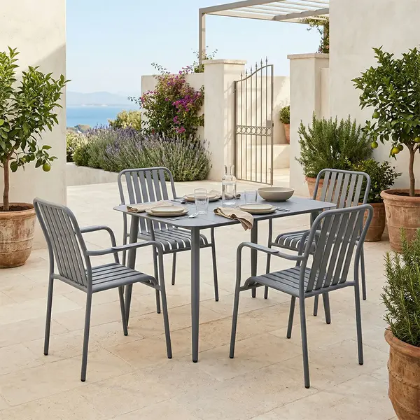 Set dining Heven Vista set 5 piese antracit aluminiu, 120x70x72 cm