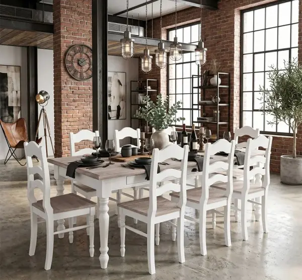Set Dining Shabby Chic cu 8 Scaune