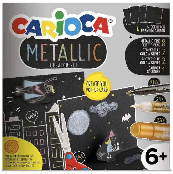 Set distractiv de desenat Carioca - Metallic, pentru carti Pop-up