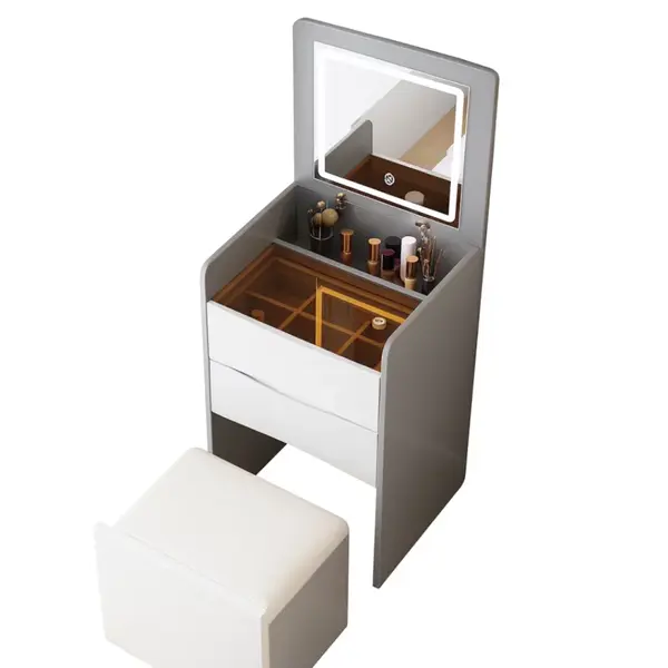 SET DIVA - Măsuță de machiaj compactă cu oglindă și spațiu de depozitare