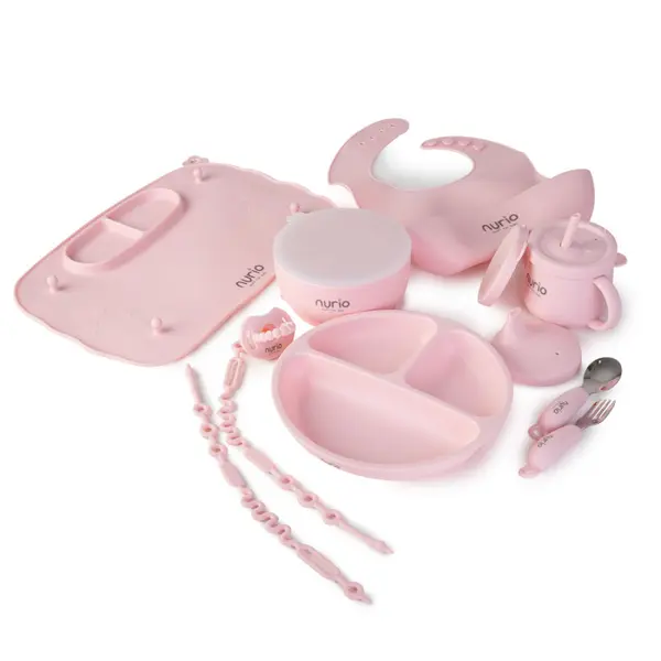 Set Diversificare Din Silicon Nurio , 10 Piese, Roz