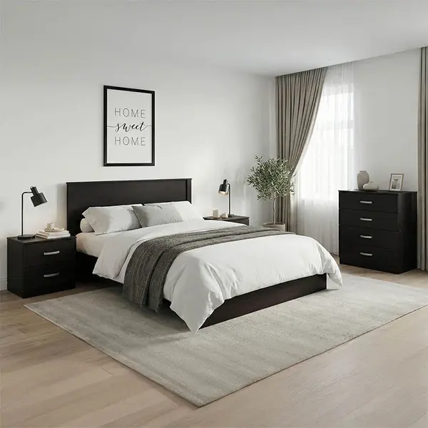 Set Dormitor Athos cu Pat, Wenge, 140x200 cm