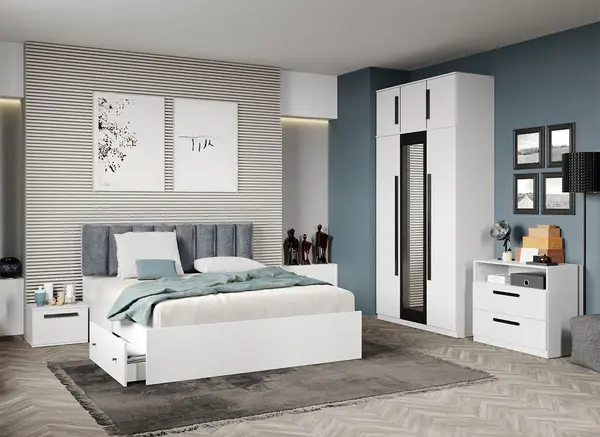 Set dormitor complet Alb - Dallas - C21