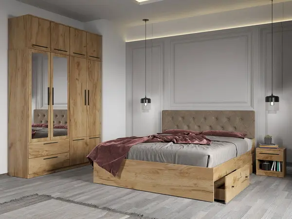 Set dormitor complet Stejar Auriu - Madrid - C15