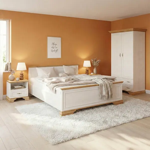Set Dormitor Jaden cu Pat, Oak-Alb, Lemn, 160x200 cm