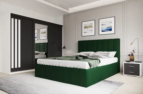 Set dormitor Prado Verde cu dulap Paris Alb/Gri