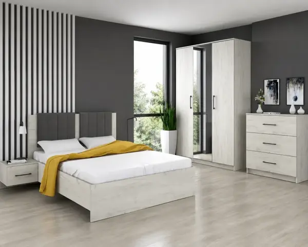 Set Dormitor Vera Ro 150x56x205 cm Stejar Alb k001