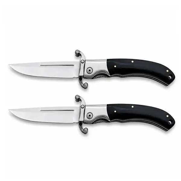 Set doua bricege pliabile DEPOX , lama din otel inoxidabil 420, maner lemn si metal, 23.5 cm, negru