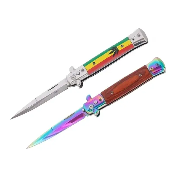 Set doua cutite pliabile cu arc, DEPOX , otel inoxidabil 420, deschidere automata, 22 cm