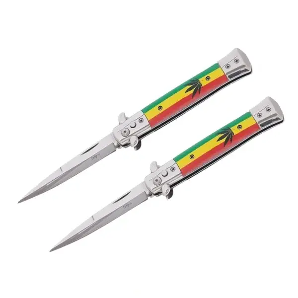 Set doua cutite pliabile cu arc sicilian, DEPOX , deschidere automata, 22 cm, multicolor