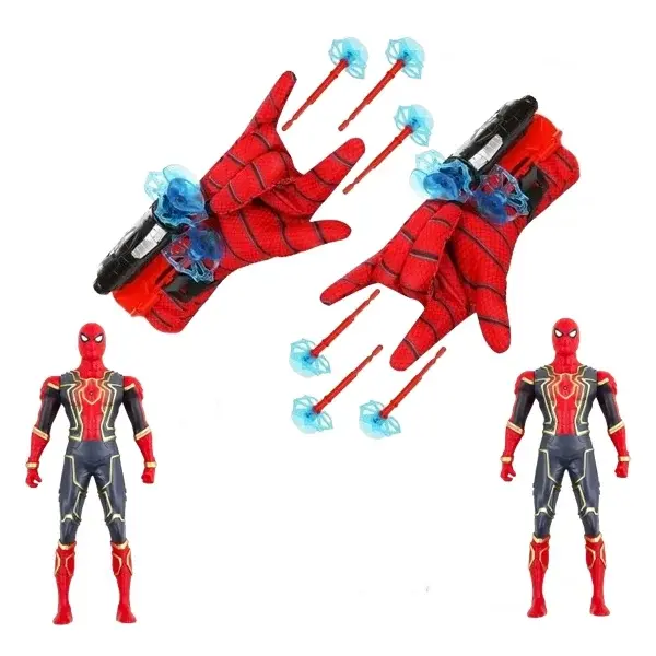 Set doua Manusi cu ventuze si figurina Spiderman,DEPOX , rosu