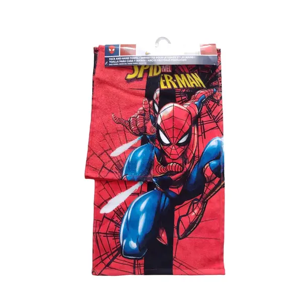 Set doua prosoape pentru maini si fata, 30x30 cm si 30x50 cm, 100% bumbac, multicolor, Spiderman Engros