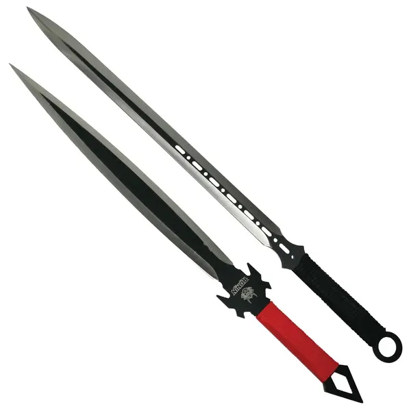 Set doua sabii de vanatoare DEPOX , Red Ronin si Dao Blade, otel inoxidabil, negru, teaca inclusa