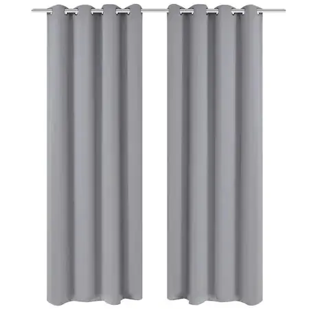 SET DRAPERIE BLACKOUT,Casa Deco Logistics, CU INELE CAPSE CROM CULOARE GRI