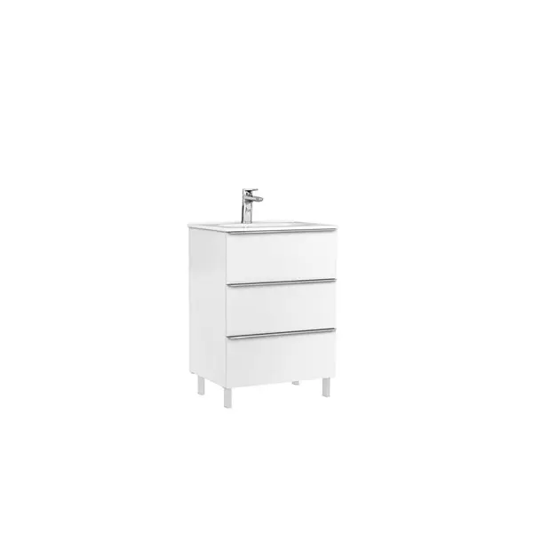 Set dulap baie 3 sertare Gala Shona cu lavoar Klea inclus, 60 cm, alb mat