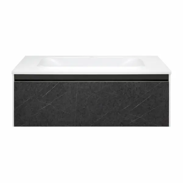 Set dulap baie cu lavoar inclus Kolpasan Pandora, 110 cm, alb negru