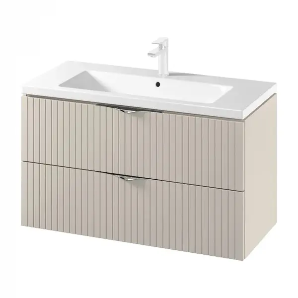 Set dulap baie suspendat 2 sertare lavoar inclus, 100 cm, casmir mat, MDF, Cersanit Tirso