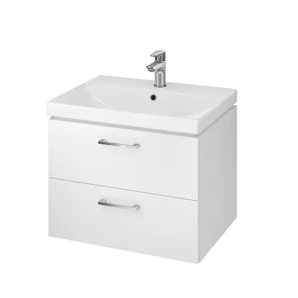 Set dulap de baie suspendat cu lavoar 60x45 cm, alb, Cersanit Lara City