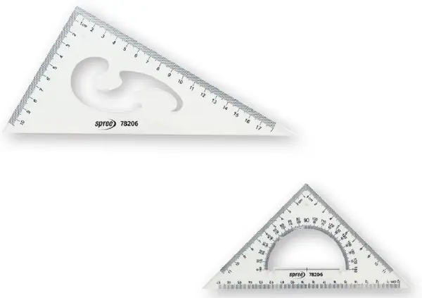 Set echere Spree - 20 cm, 60° cu curba si 45° cu raportor