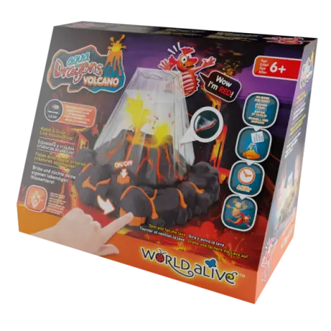 Set educativ STEM - AQUA DRAGONS Habitat VULCAN cu lava - acvariu cu LED si Aqua Dragons rosii