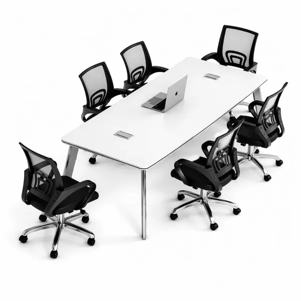 Set Elite & FlexiPro - Masa de conferinta, picioare metalice si Scaun de birou ergonomic cu spatar mesh