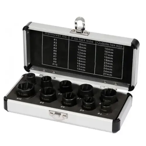 Set extractoare suruburi si piulite Yato YT-06031, 3/8inch, 10 piese