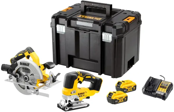 Set ferăstrău circular fără fir și ferăstrău vertical fără fir DeWALT - DCK2012P2T-QW, 18 V, cu baterii și încărcător