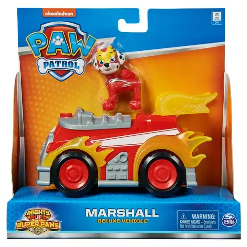 Set figurina cu vehicul Paw Patrol Mighty Pups Deluxe, Marshall