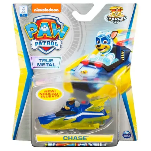 Set figurina cu vehicul Paw Patrol True Metal Charged Up, Chase