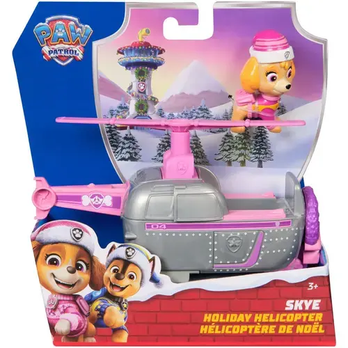 Set figurina si vehicul Paw Patrol - Skye, cu accesorii de Craciun