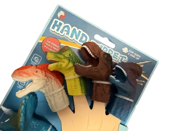 Set figurine dinozauri pentru deget, plastic, 5 bucati set