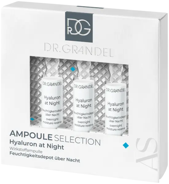 Set fiole pentru noapte cu Acid Hialuronic Hyaluron at Night, 3 x 3ml, Dr.Grandel