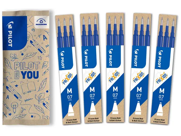 Set flow pack 15 rezerve roller Pilot Frixion Ball albastre 0.7 mm Set flow pack 15 rezerve roller Pilot Frixion Ball albastre 0.7 mm