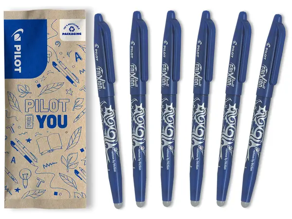 Set flow pack 6 rollere cu cerneala Pilot FriXion ball albastre 0.7 mm cu capac Set flow pack 6 rollere cu cerneala Pilot FriXion ball albastre 0.7 mm cu capac