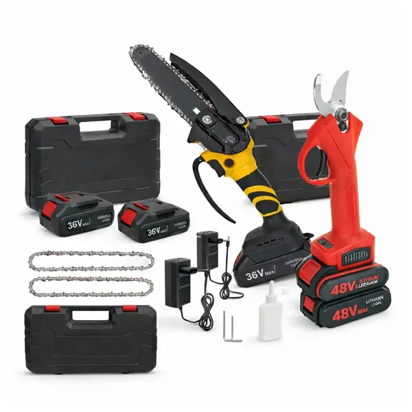 Set Foarfeca Electrica 48V + Mini Fierastrau Electric 36V, DEPOX , Kit Profesional pentru Gradina, multicolor