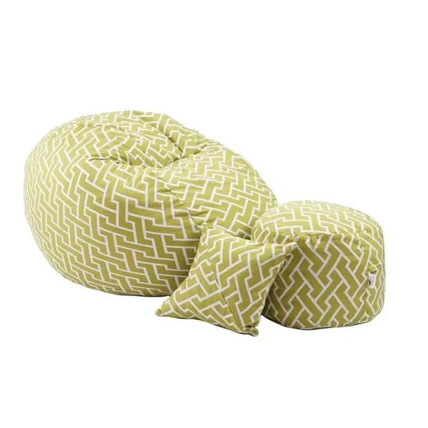 Set Fotoliu Matusalem cu Otoman (suport picioare) si Perna, Material Textil - Zippity Green