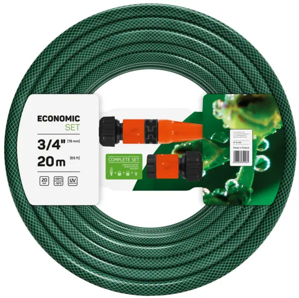 set furtun gradina irigat 3 straturi cu armatura economic cellfast ,3 4 20m, stropitor, conector