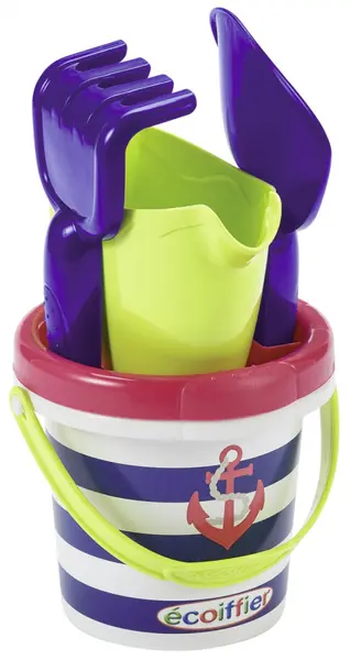 Set galetusa cu 3 ustensile pentru nisip, plastic,model ancora