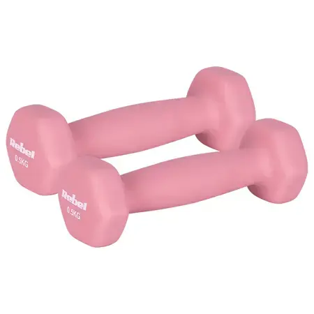 Set gantere Rebel Active RBA-2330-0.5, 2 x 0.5kg, fonta si invelis de neopren (Roz)
