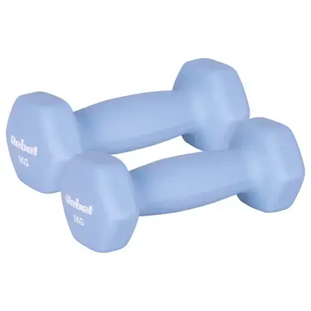 Set gantere Rebel Active RBA-2330-1, 2 x 1kg, fonta si invelis de neopren (Albastru)