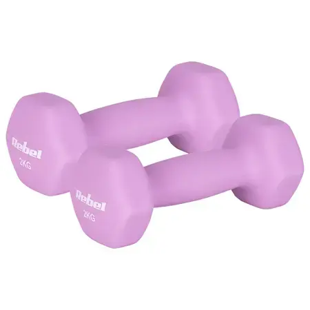 Set gantere Rebel Active RBA-2330-2, 2 x 2kg, fonta si invelis de neopren (Roz)