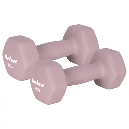 Set gantere Rebel Active RBA-2330-4, 2 x 4kg, fonta si invelis de neopren (Roz)