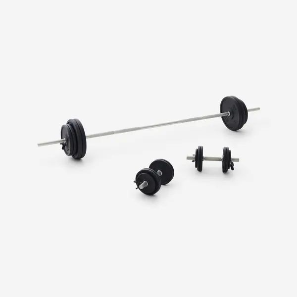 Set gantere și bare Bodybuilding 93 kg cu discuri din fontă parțial reciclată