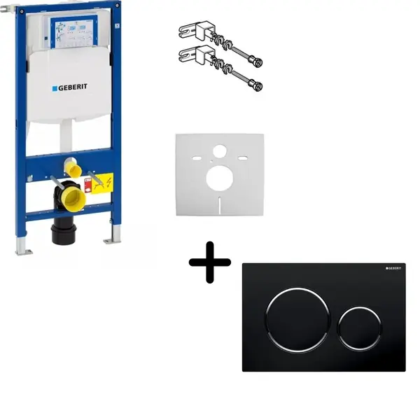 Set Geberit rezervor Wc incastrat cu set fixare si set antifonare, plus clapeta neagra Sigma