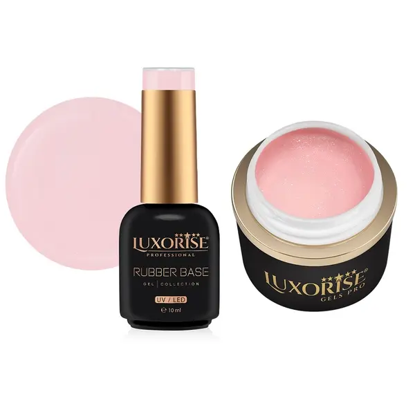 Set Gel Constructie si Rubber Base, Natural Blush - LUXORISE
