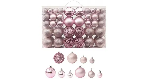 Set globuri de Craciun, 100 piese, roz